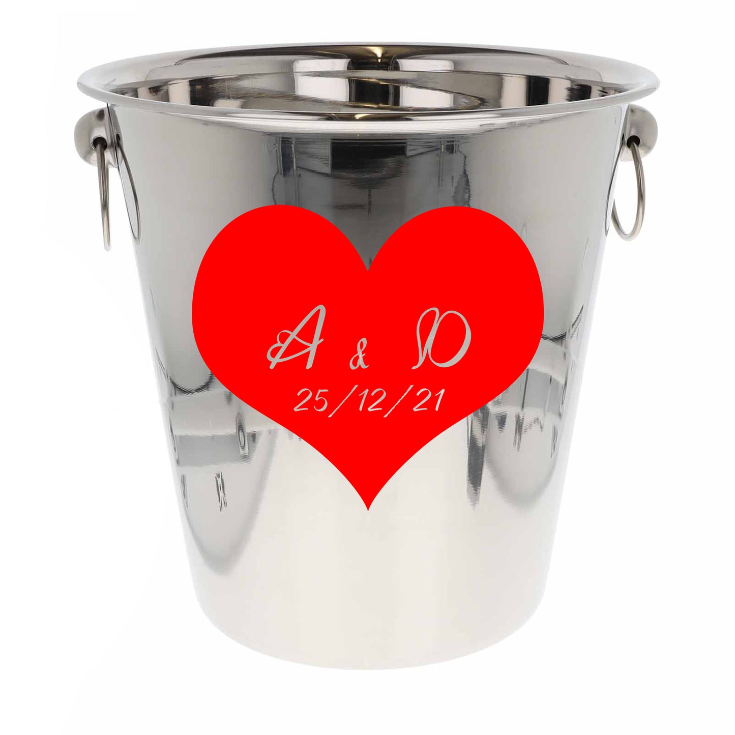 Personalised Heart Design Ice Bucket With Matching Champagne Glasses With Name and Date - Always Looking Good -