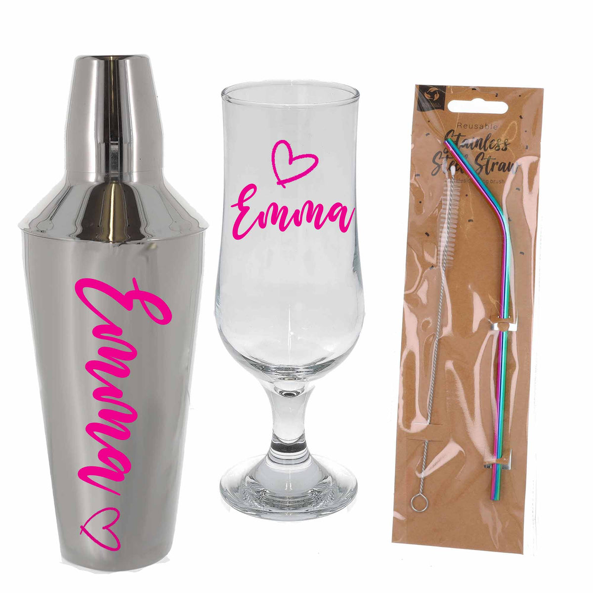 Personalised Cocktail Shaker & Pina Colada Glass Gift Set - Always Looking Good -