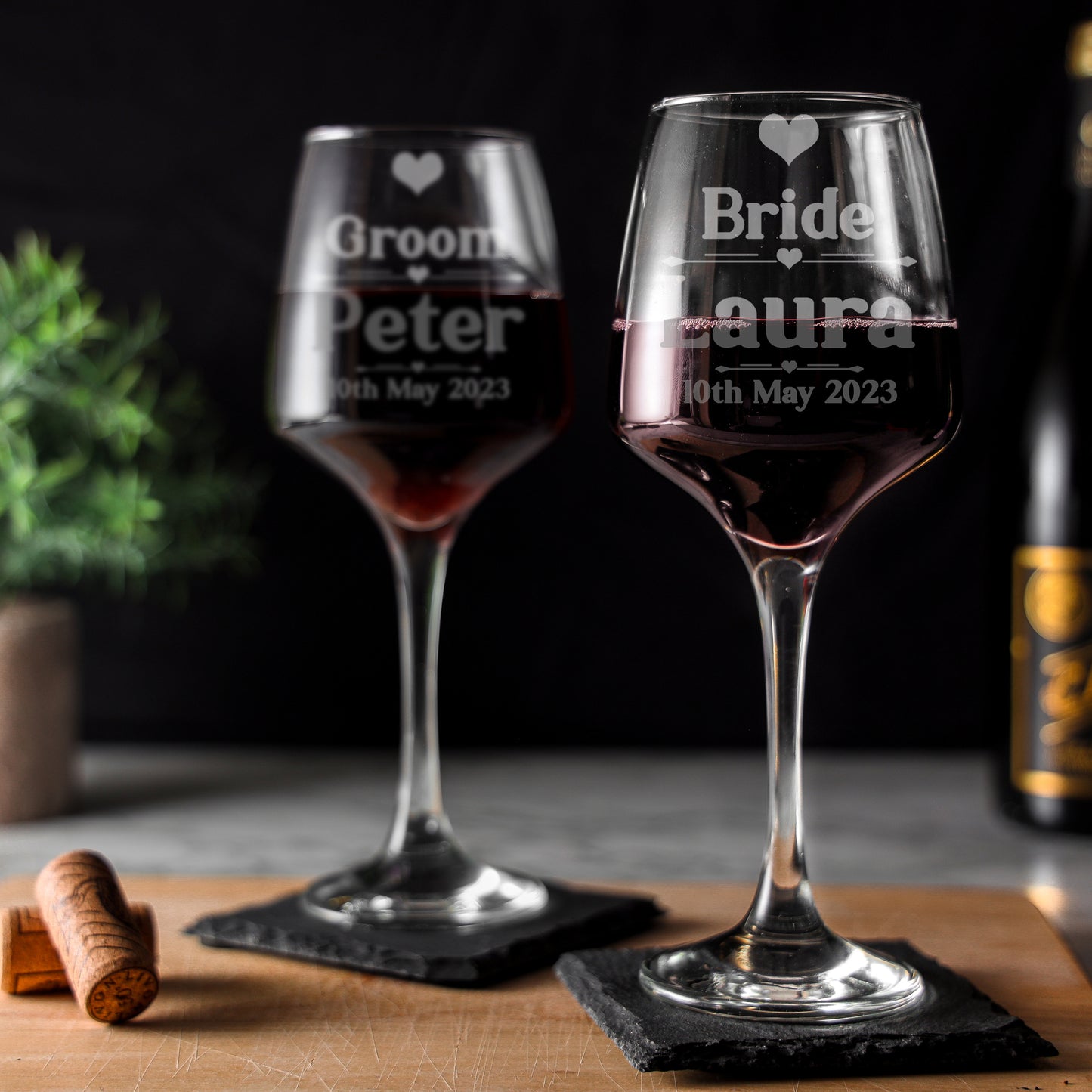 Personalised Bride & Groom Engraved Glass and/or Coaster Wedding Gift Set  - Always Looking Good - 2 x Wine Glass Only  