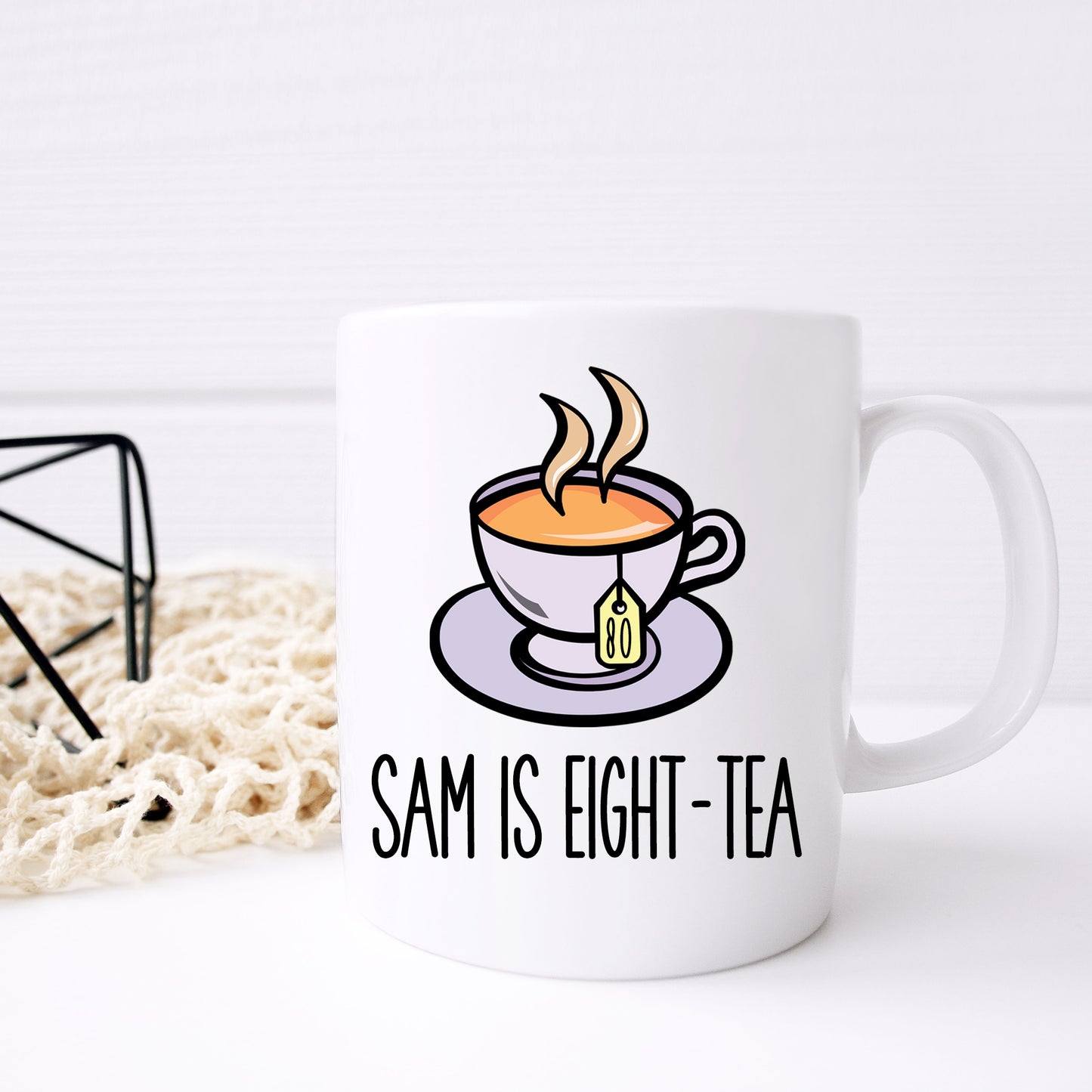 Personalised 80th Birthday Mug Gift for Tea Lovers “I Am Eighty-Tea”