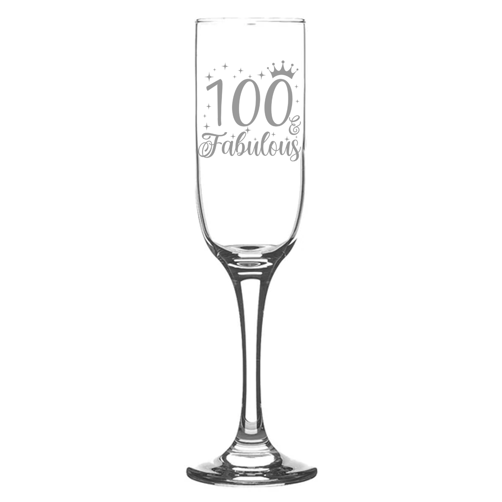 100 & Fabulous Engraved Champagne Glass and/or Coaster Set  - Always Looking Good - Champagne Glass On Its Own  