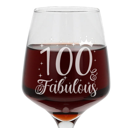 AGE & Fabulous Wine Glass For Birthday With Engraved Age (18-100) & Coaster