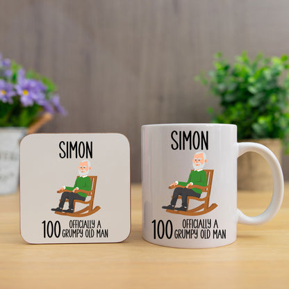 Funny Birthday Mug and/or Coaster Gift “Officially A Grumpy Old Man”