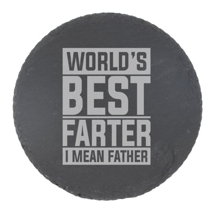 Best Farter I Mean Father Engraved Goblet Gin Glass & Slate Coaster Set for Dad