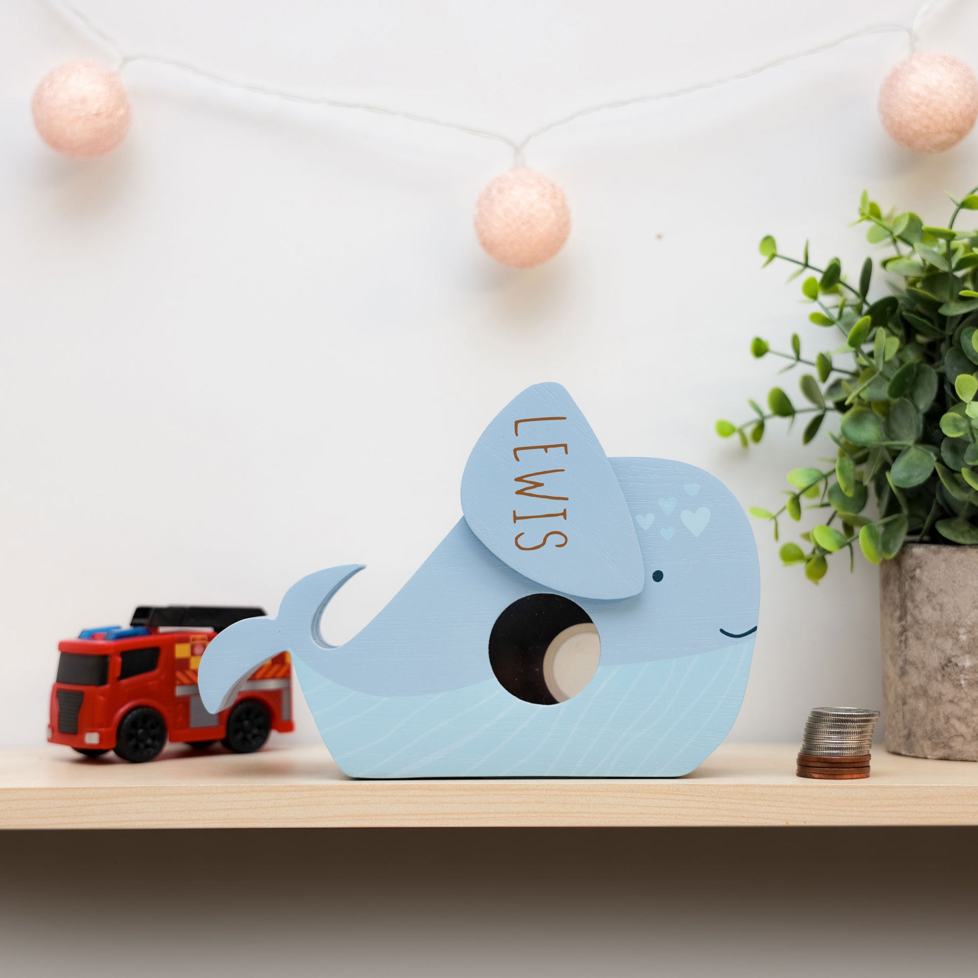 Personalised Engraved Kids Whale Money Box with Name  - Always Looking Good -   