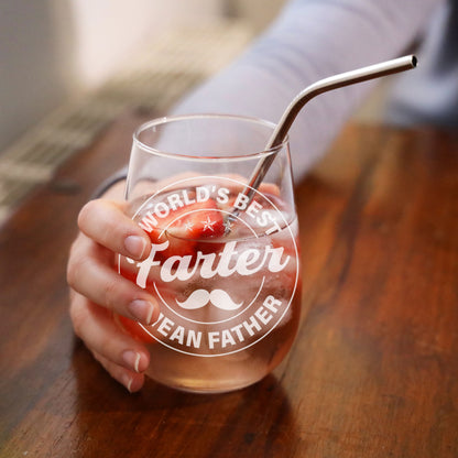Engraved Best Farter I Mean Father Glass & Coaster Gift for Dad