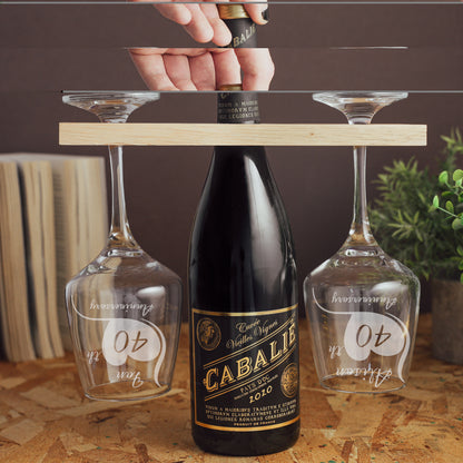 Wine Glass Gift Set For Wedding Anniversary, Engraved Any Year