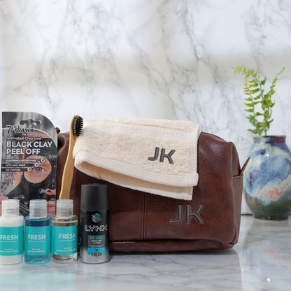 Personalised Leather Wash Bags for Men NU Leather Toiletry Bag