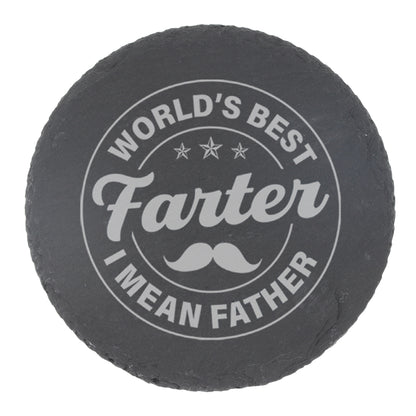 Engraved Best Farter I Mean Father Glass & Coaster Gift for Dad