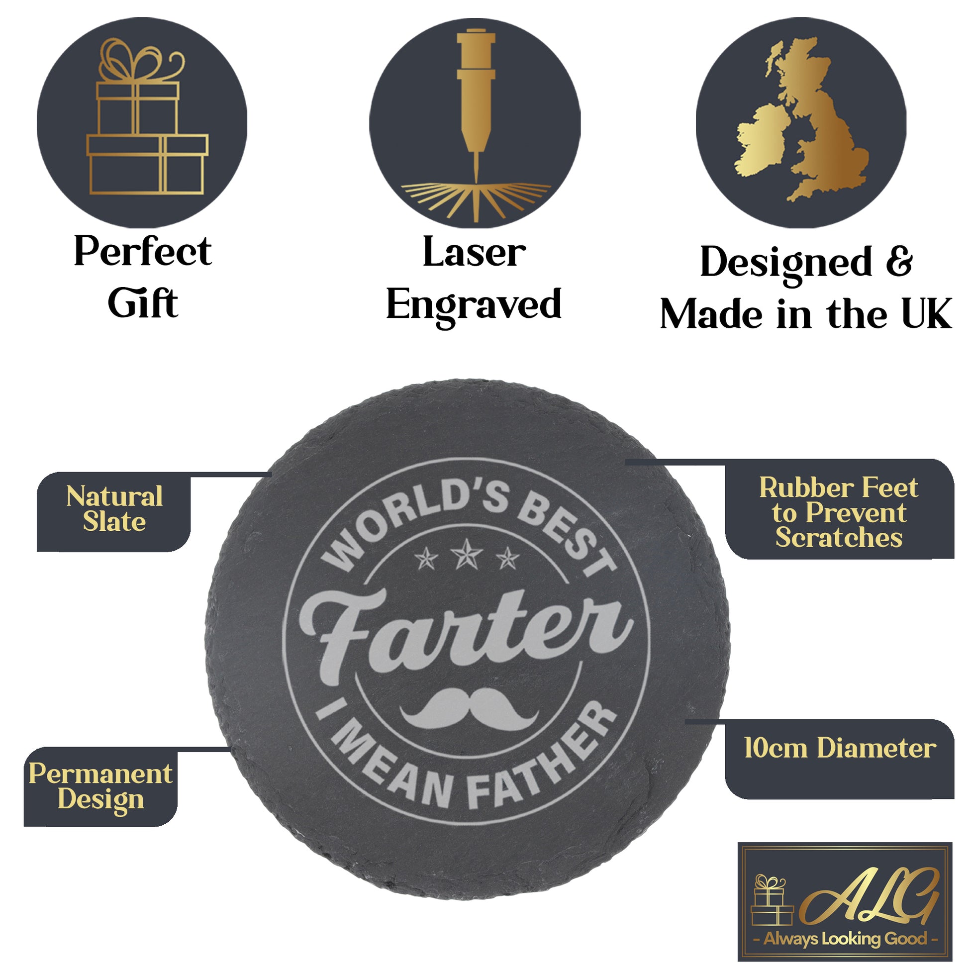 "Worlds Best Farter I Mean Father" Novelty Engraved Whisky Glass for Dad  - Always Looking Good -   