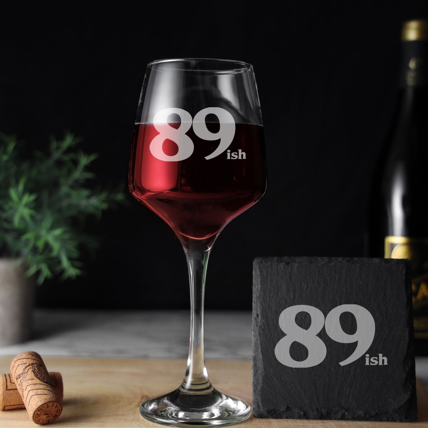 89ish Wine Glass and/or Coaster Set  - Always Looking Good - Glass & Square Coaster Set  