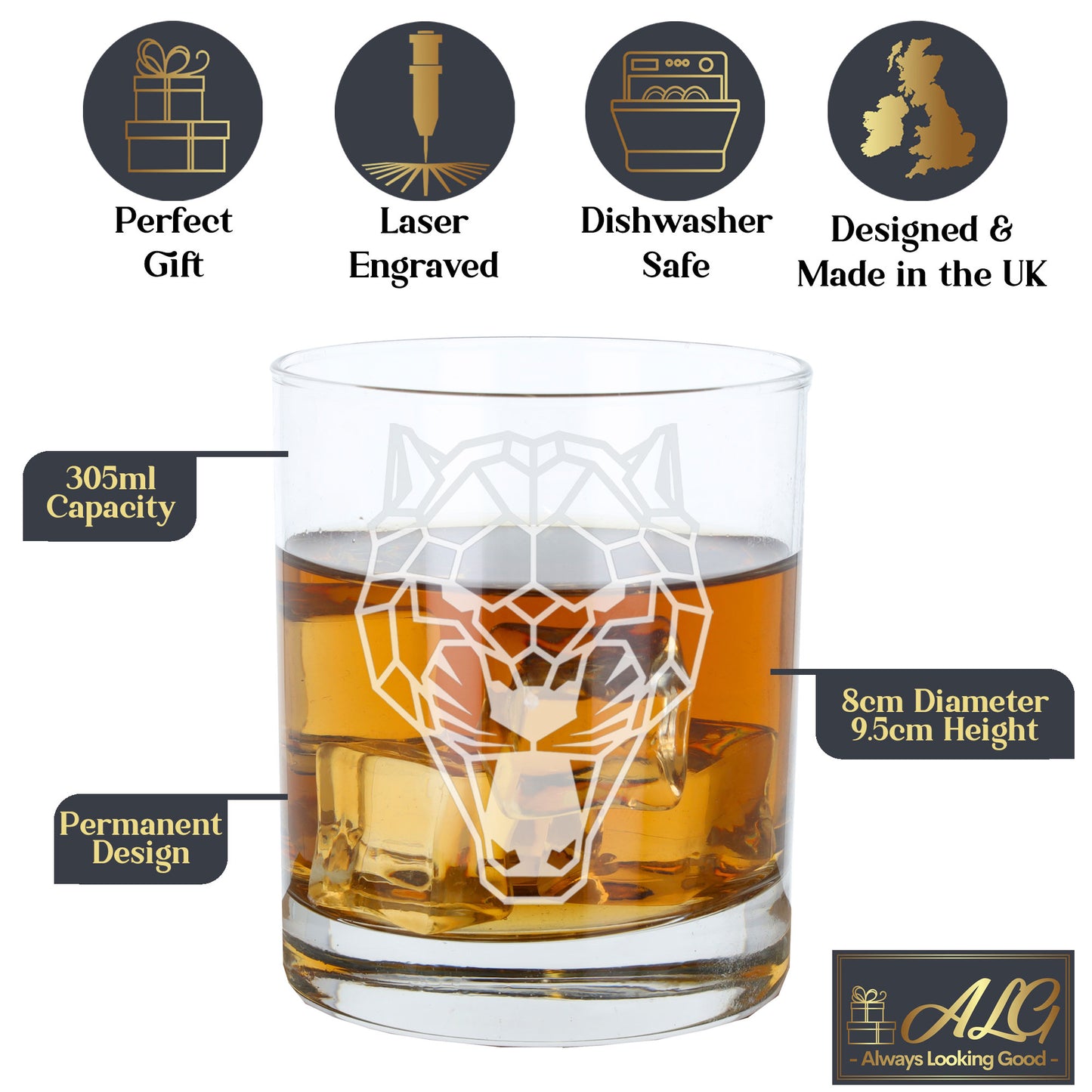 Panther Engraved Whisky Glass  - Always Looking Good -   