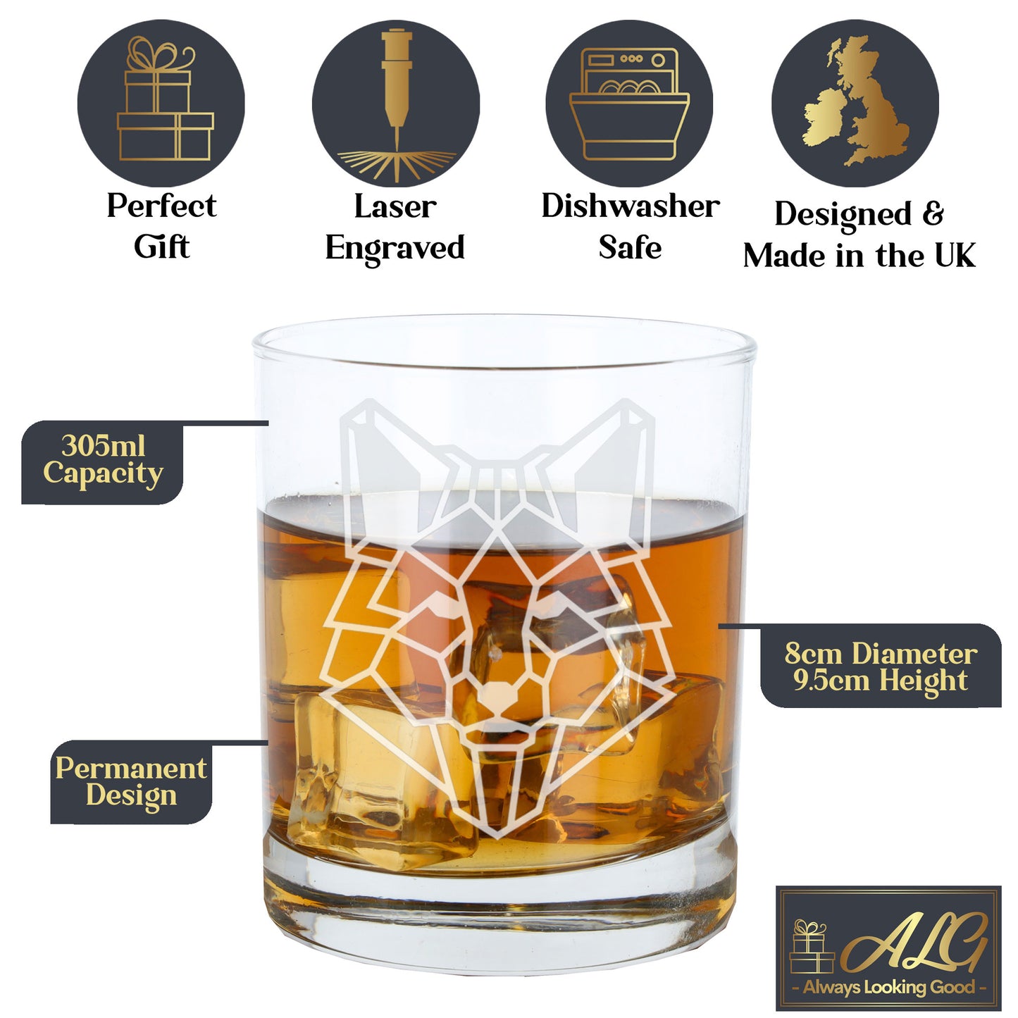 Fox Engraved Whisky Glass  - Always Looking Good -   