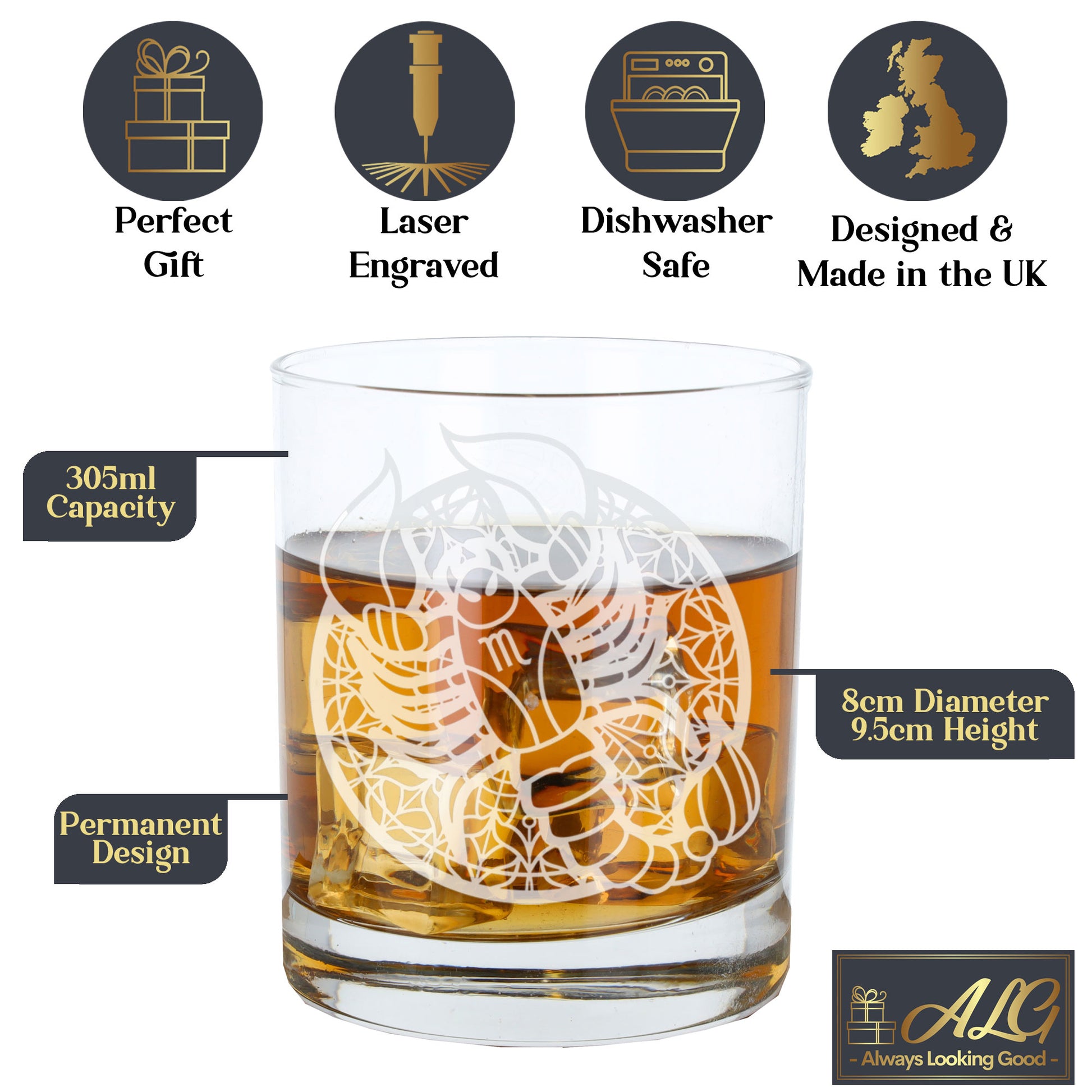 Scorpio Engraved Whisky Glass  - Always Looking Good -   