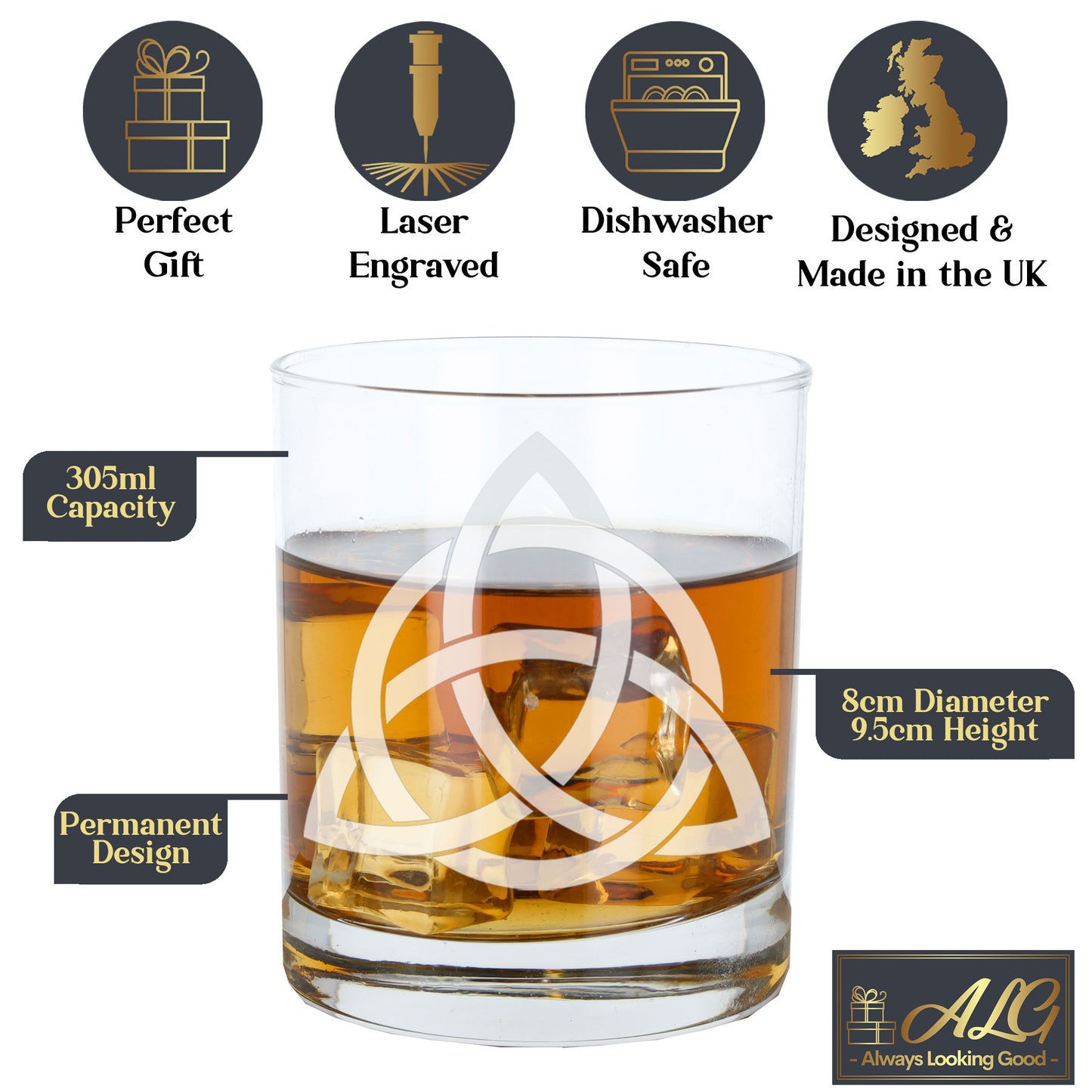 Celtic Knot Engraved Whisky Glass and/or Coaster Set  - Always Looking Good -   