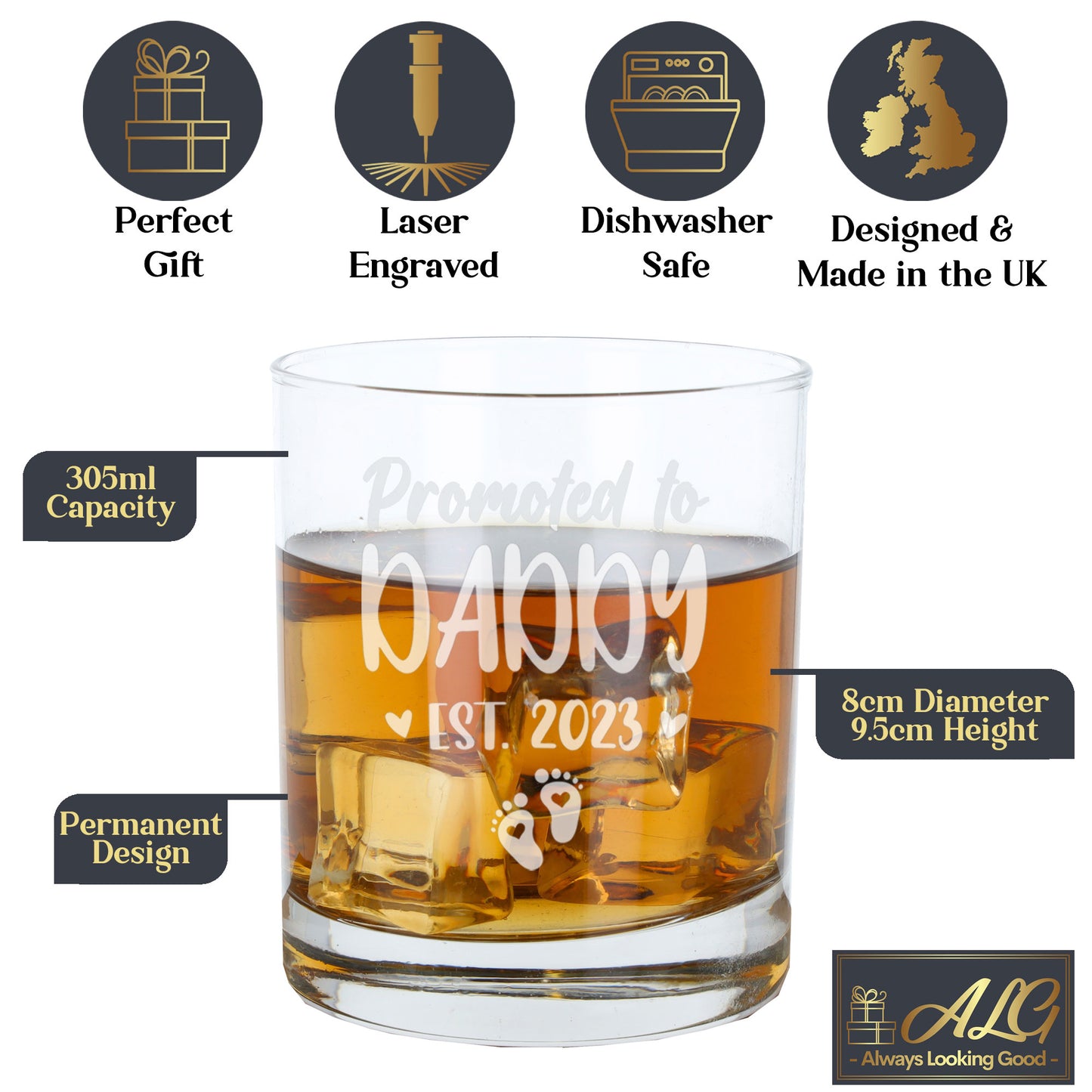 Promoted To Daddy Engraved Whisky Glass  - Always Looking Good -   