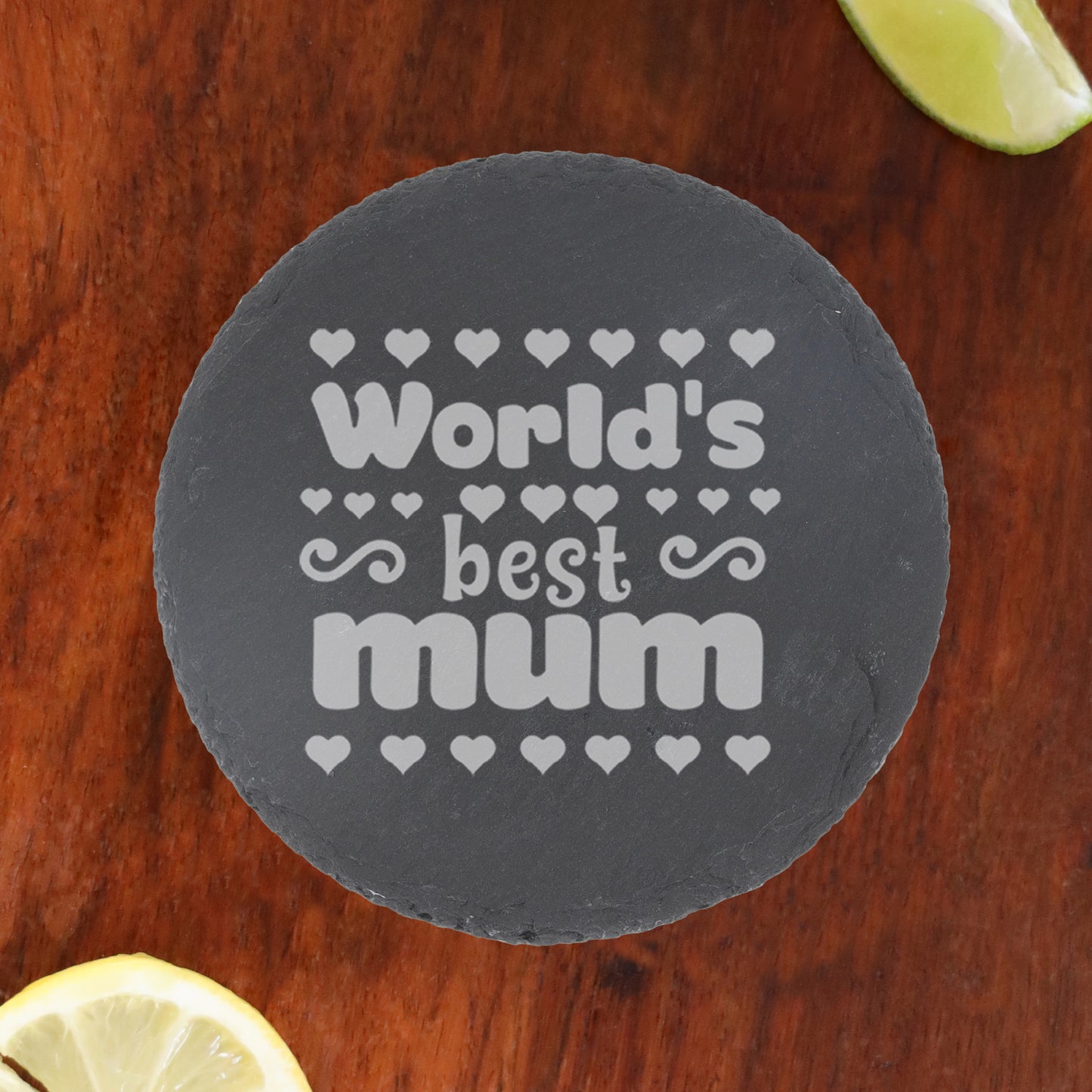 Worlds Best Mum Engraved Beer Glass and/or Coaster Set  - Always Looking Good - Round Coaster Only  