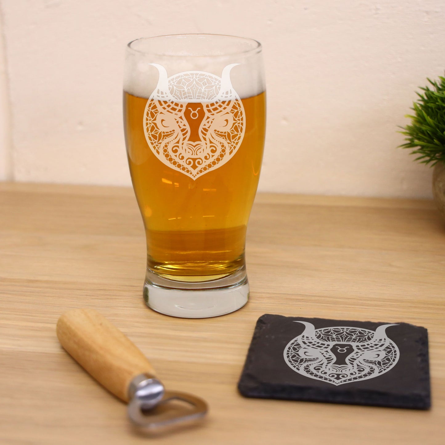 Starsign Zodiac Engraved Pint Glass and/or Coaster Birthday Gifts