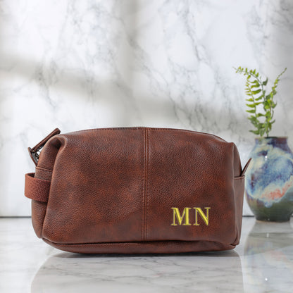 Personalised Leather Wash Bags for Men NU Leather Toiletry Bag