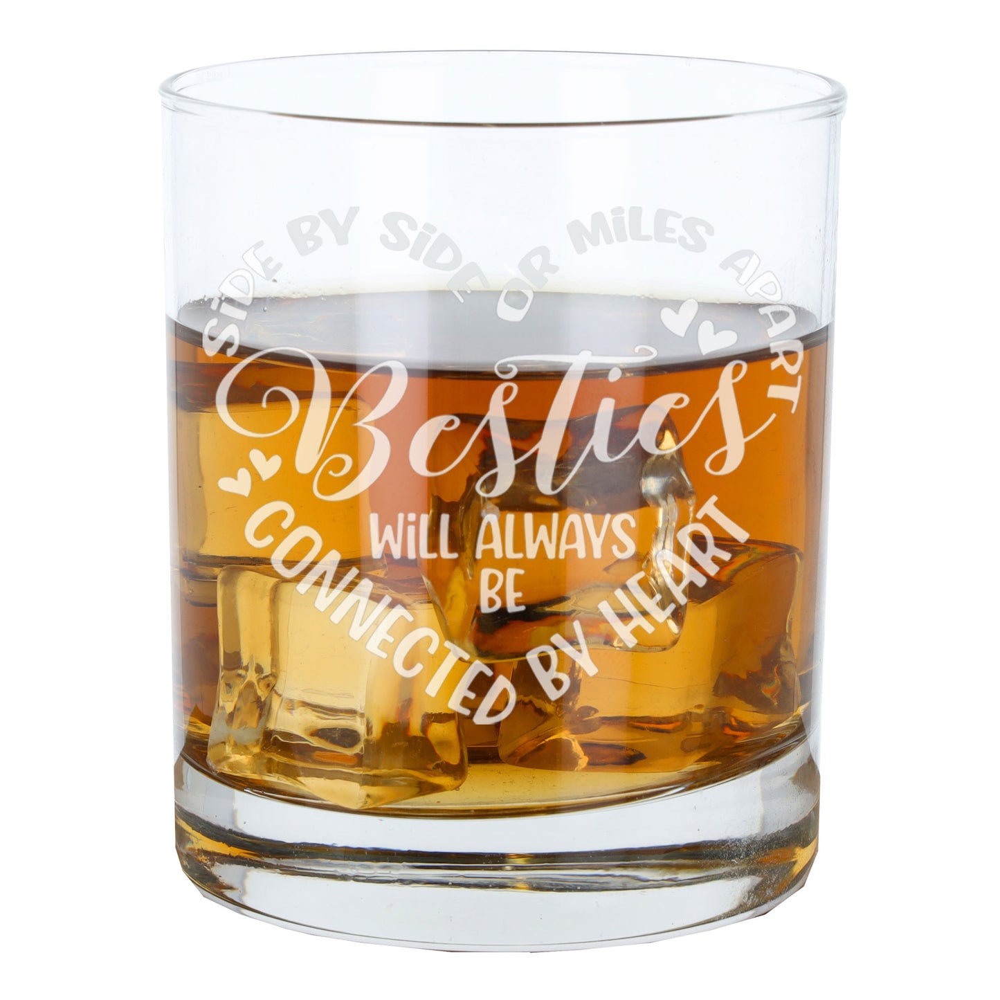 Besties Connected By Heart Engraved Whisky Glass and/or Coaster Set  - Always Looking Good -   