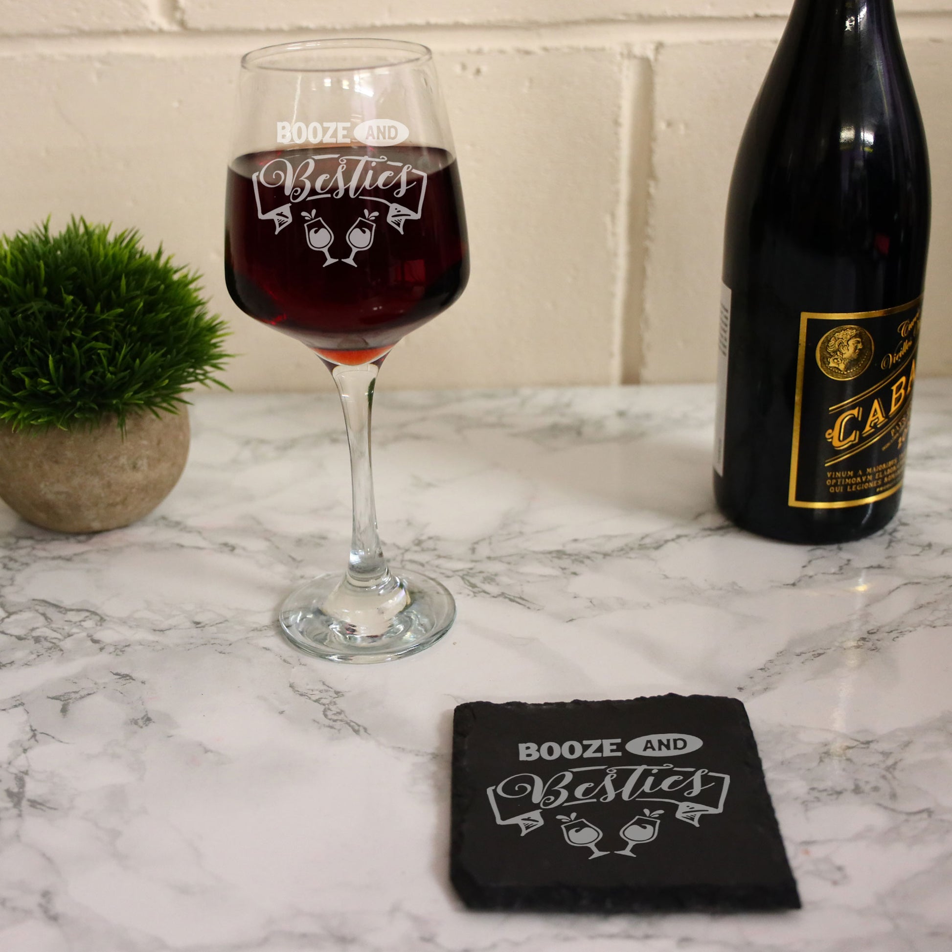Booze and Besties Engraved Wine Glass and/or Coaster Set  - Always Looking Good -   wine glass gift set 