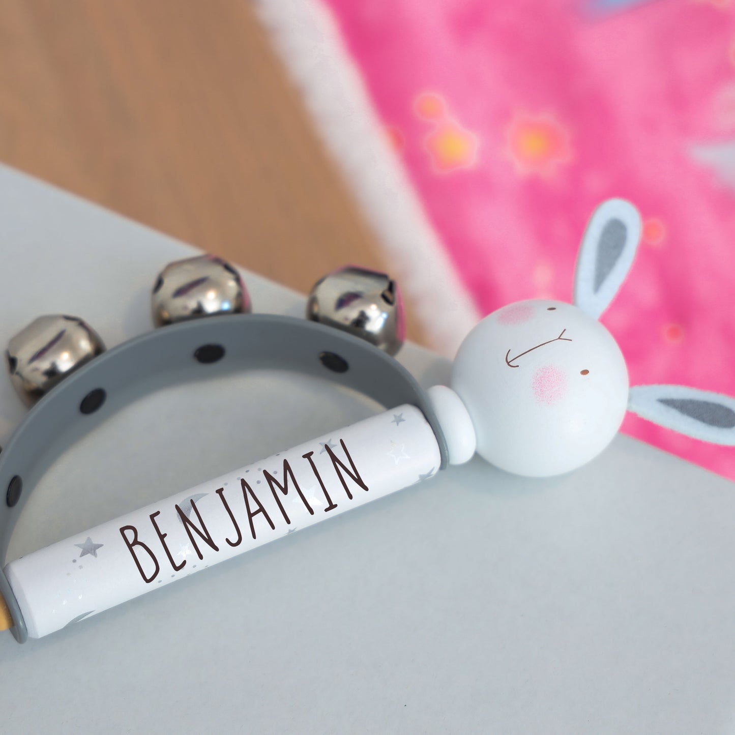 Personalised Engraved Wooden Baby Hand Bells Toy  - Always Looking Good -   