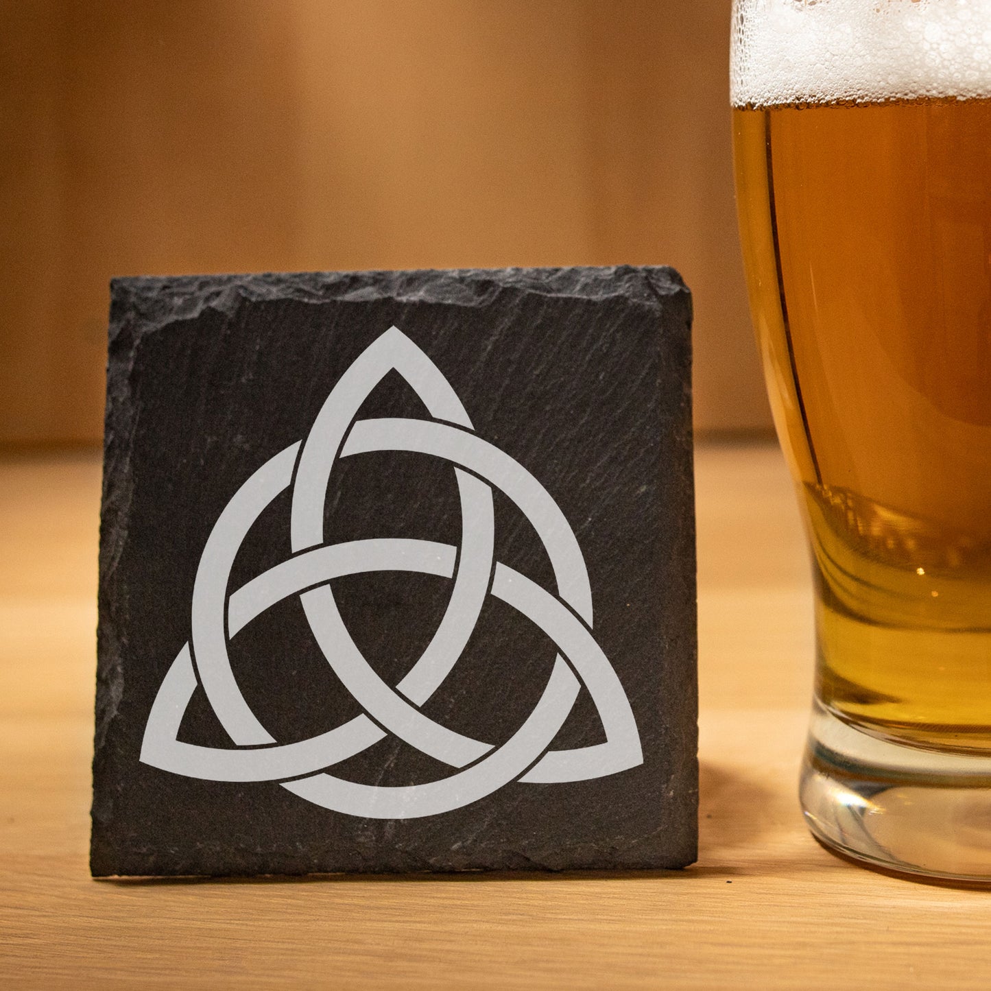 Celtic Knot Engraved Beer Pint Glass and/or Coaster Set  - Always Looking Good - Square Coaster Only  