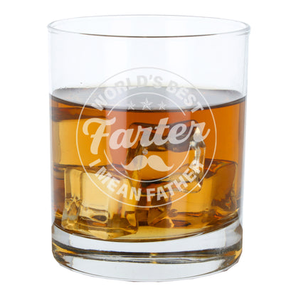 "Worlds Best Farter I Mean Father" Novelty Engraved Whisky Glass for Dad  - Always Looking Good - Glass Only  