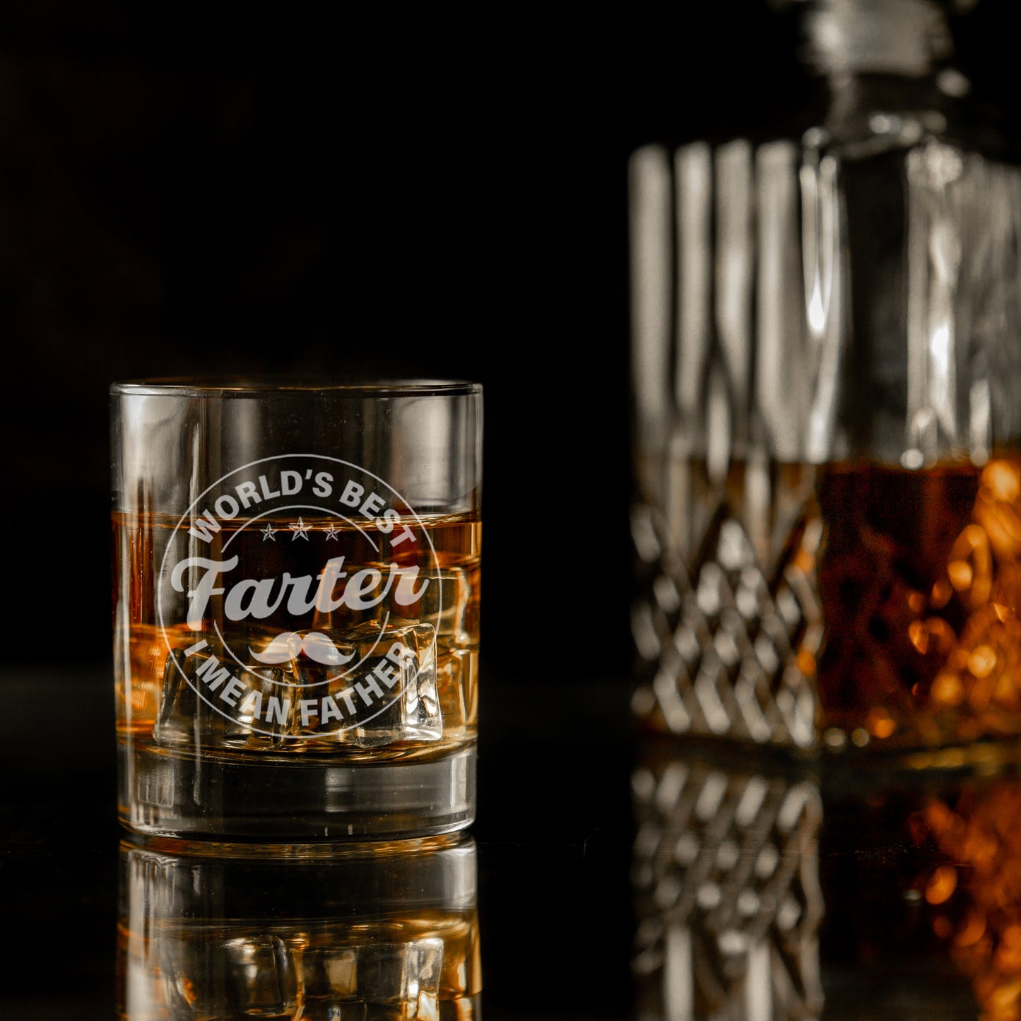"Worlds Best Farter I Mean Father" Novelty Engraved Whisky Glass for Dad  - Always Looking Good -   
