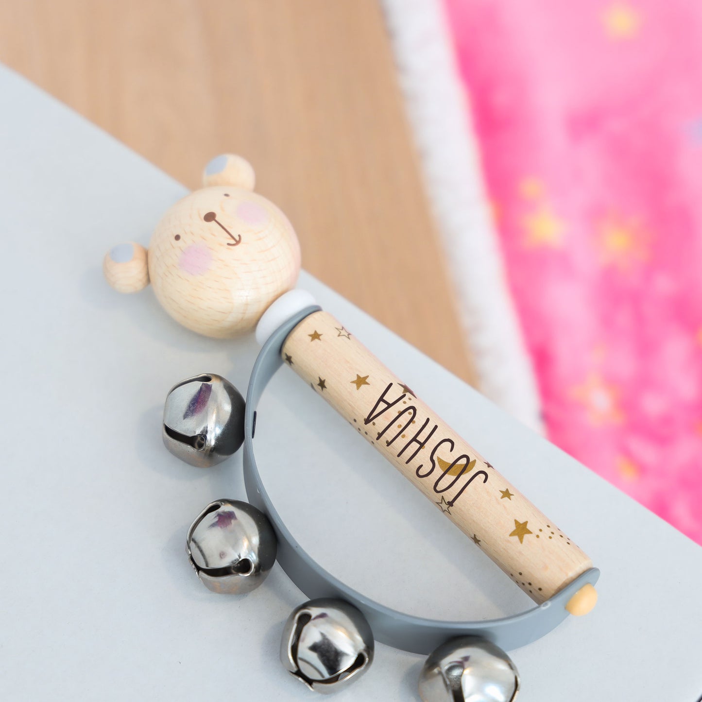 Personalised Engraved Wooden Baby Hand Bells Toy  - Always Looking Good -   
