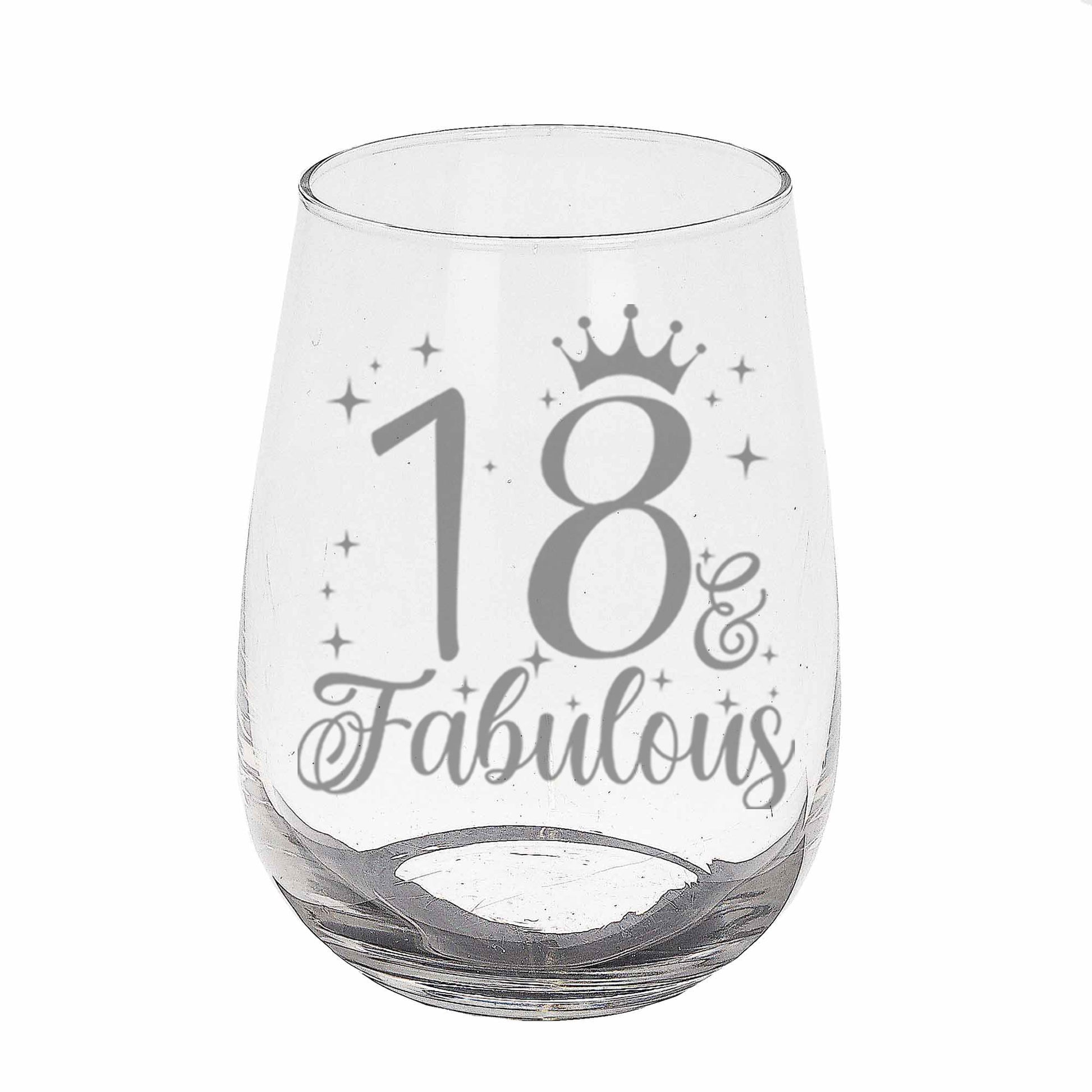 18 & Fabulous Engraved Stemless Gin Glass and/or Coaster Set  - Always Looking Good - Stemless Gin Glass On Its Own  