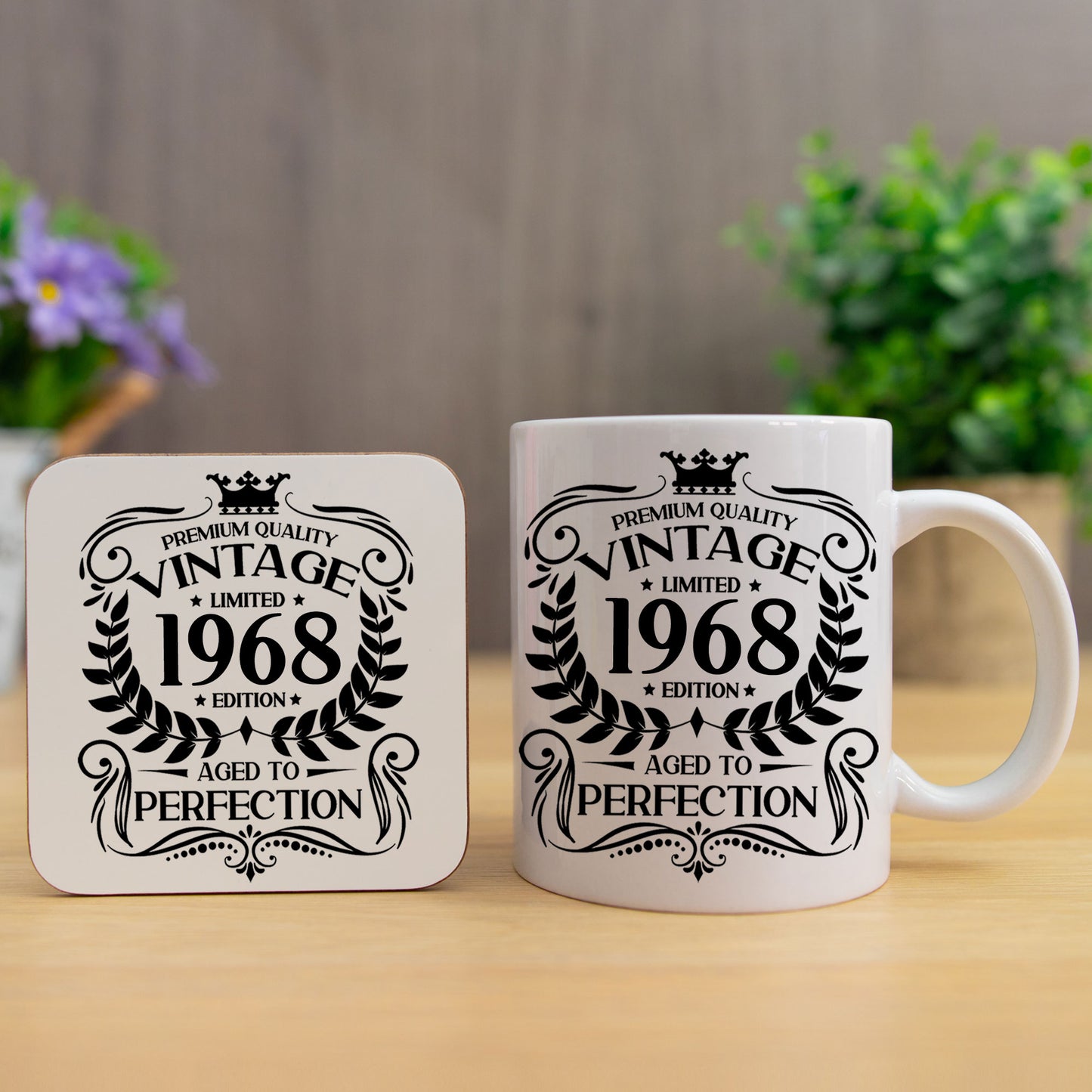 Personalised Vintage 1968 Mug and/or Coaster  - Always Looking Good - Mug & Printed Coaster Set  