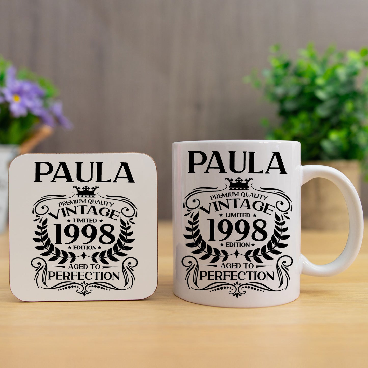 Personalised Vintage 1998 Mug and/or Coaster  - Always Looking Good - Mug & Printed Coaster Set  