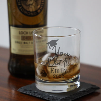 Personalised Whisky Glass For Graduation Engraved With Name