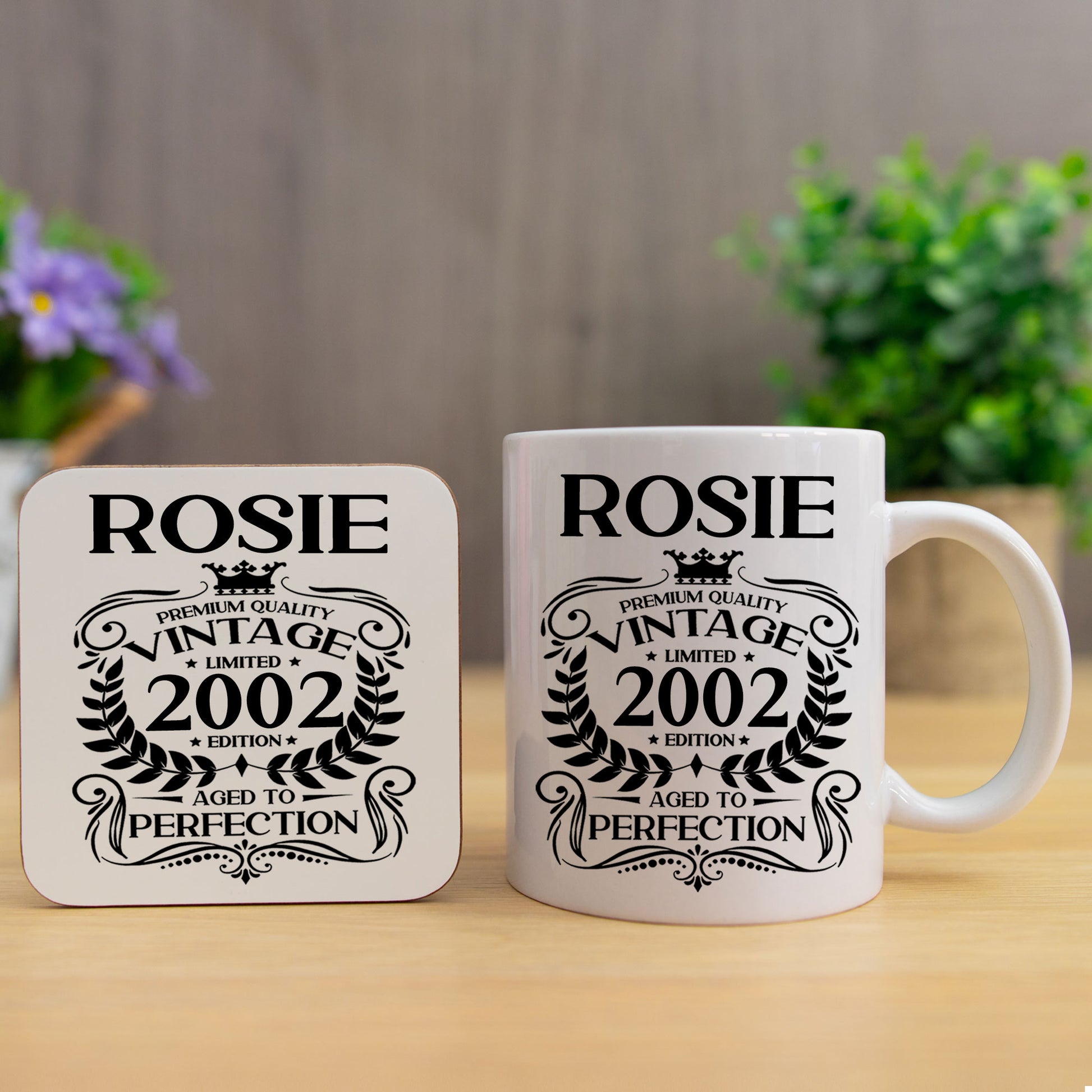 Personalised Vintage 2002 Mug and/or Coaster  - Always Looking Good - Mug & Printed Coaster Set  