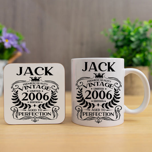 Personalised Vintage 2006 Mug and/or Coaster  - Always Looking Good - Mug & Printed Coaster Set  