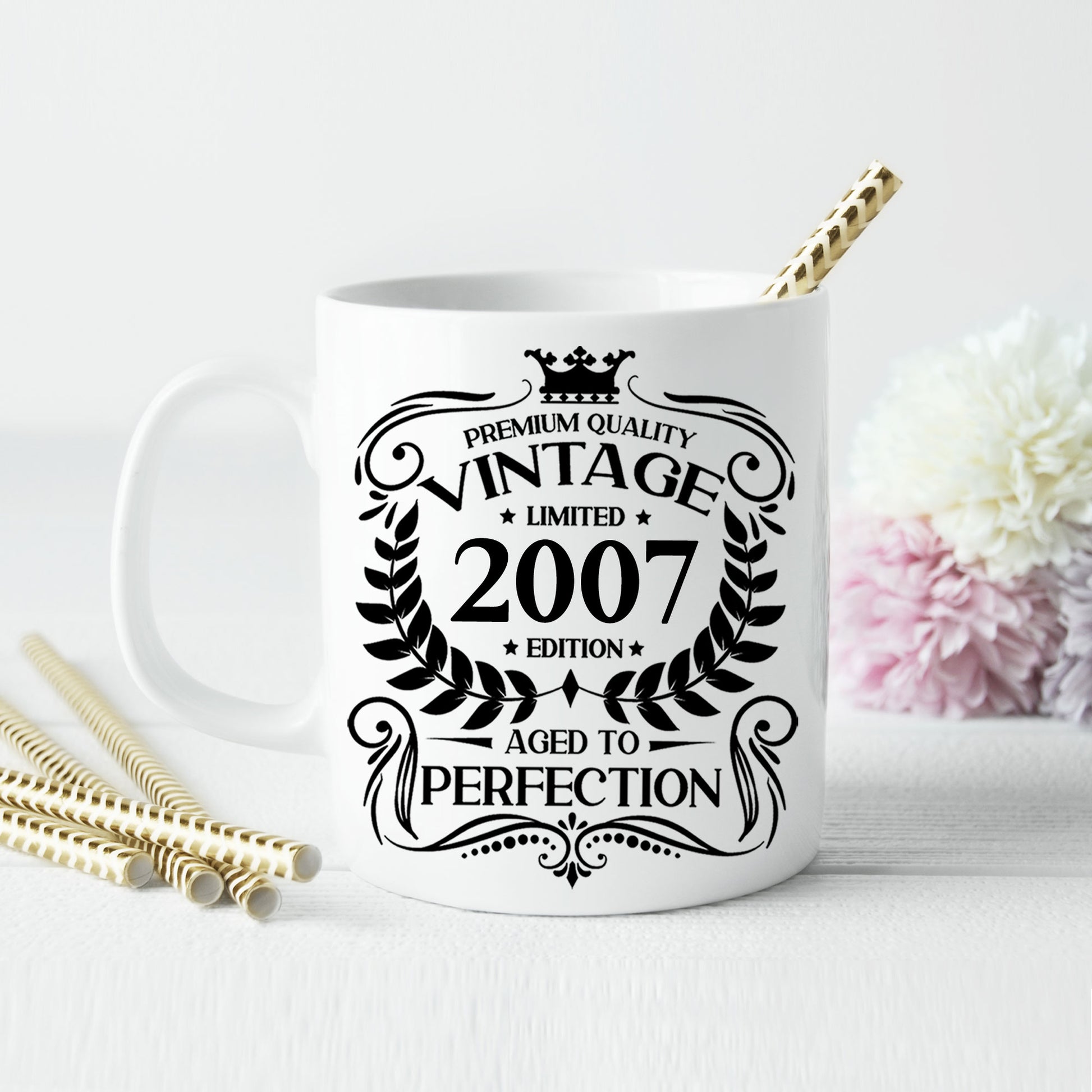 Personalised Vintage 2007 Mug and/or Coaster  - Always Looking Good - Mug On Its Own  