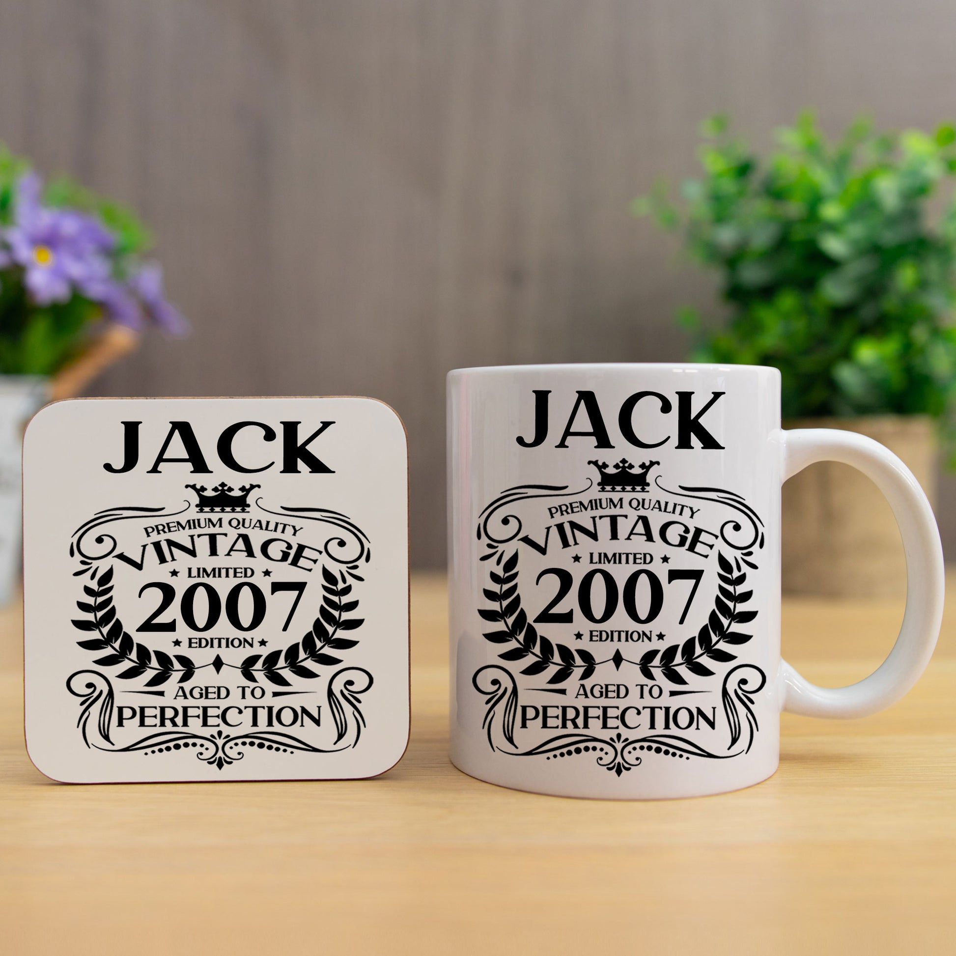 Personalised Vintage 2007 Mug and/or Coaster  - Always Looking Good - Mug & Printed Coaster Set  