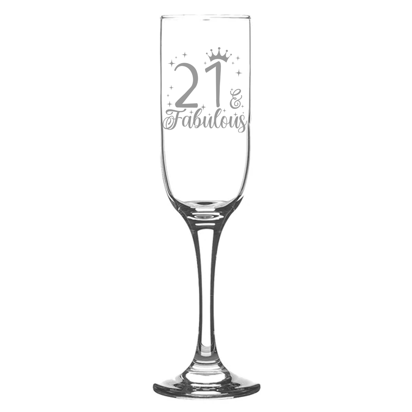 21 & Fabulous Engraved Champagne Glass and/or Coaster Set  - Always Looking Good - Champagne Glass On Its Own  