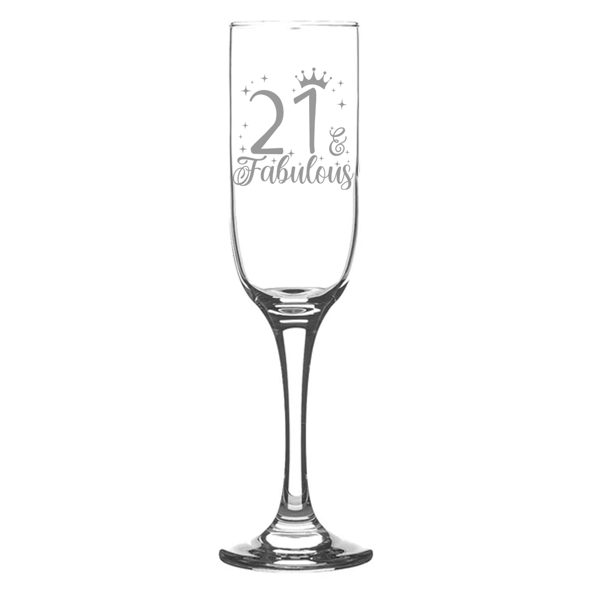 21 & Fabulous Engraved Champagne Glass and/or Coaster Set  - Always Looking Good - Champagne Glass On Its Own  