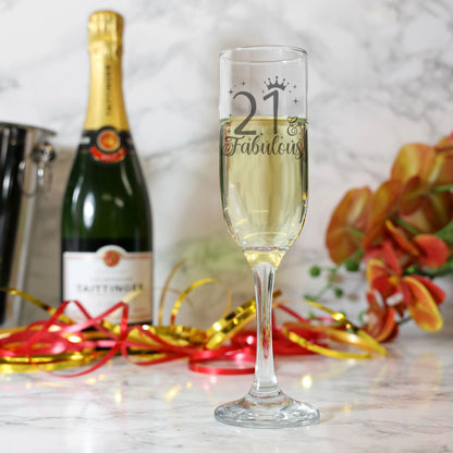 AGE & Fabulous Gifts - (18-100) Age Engraved Champagne Glass and/or Coaster
  - Always Looking Good - Glass & Square Coaster Set  