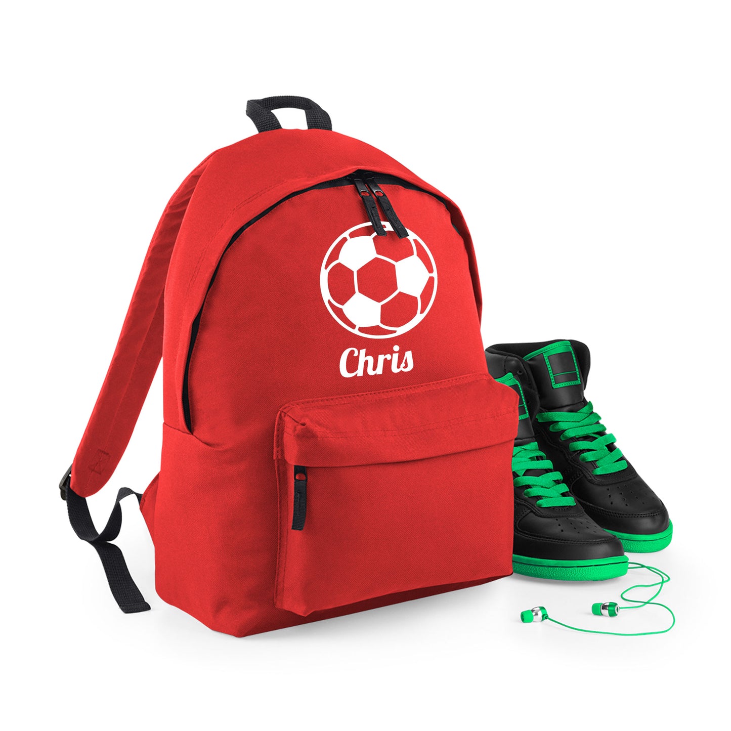 Personalised Football Ball Design Backpack, Kids Rucksack with Name