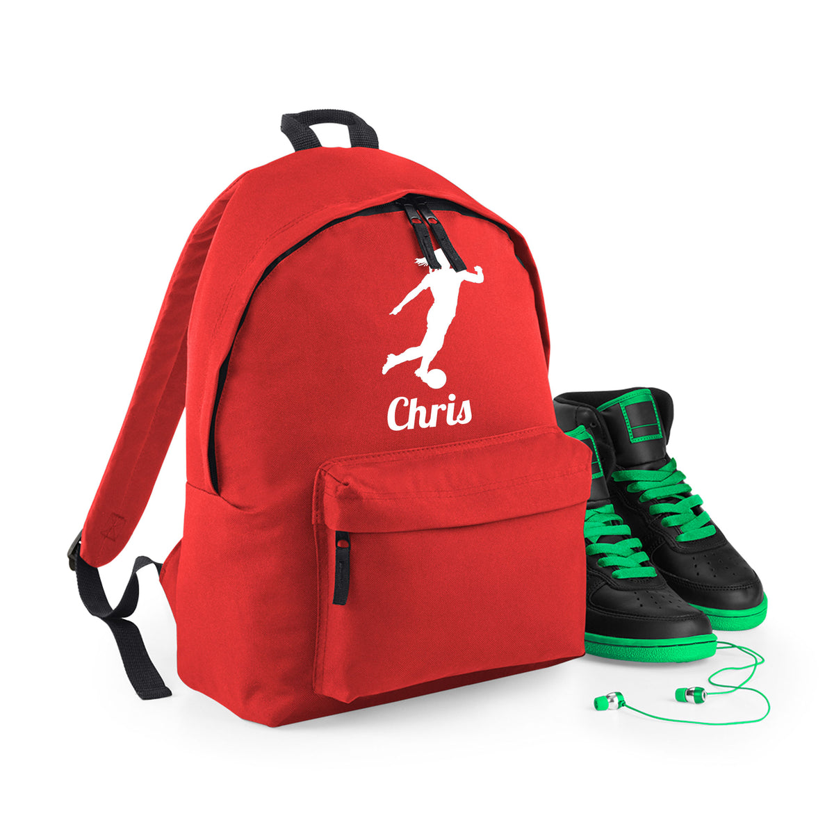 Personalised Female Footballer Backpack | Kids School Bag with Name