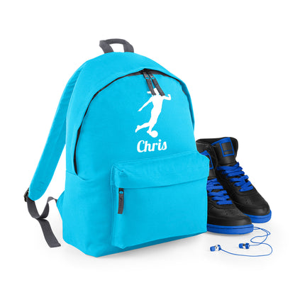 Personalised Female Footballer Backpack Bag, Kids Rucksack with Name & Design