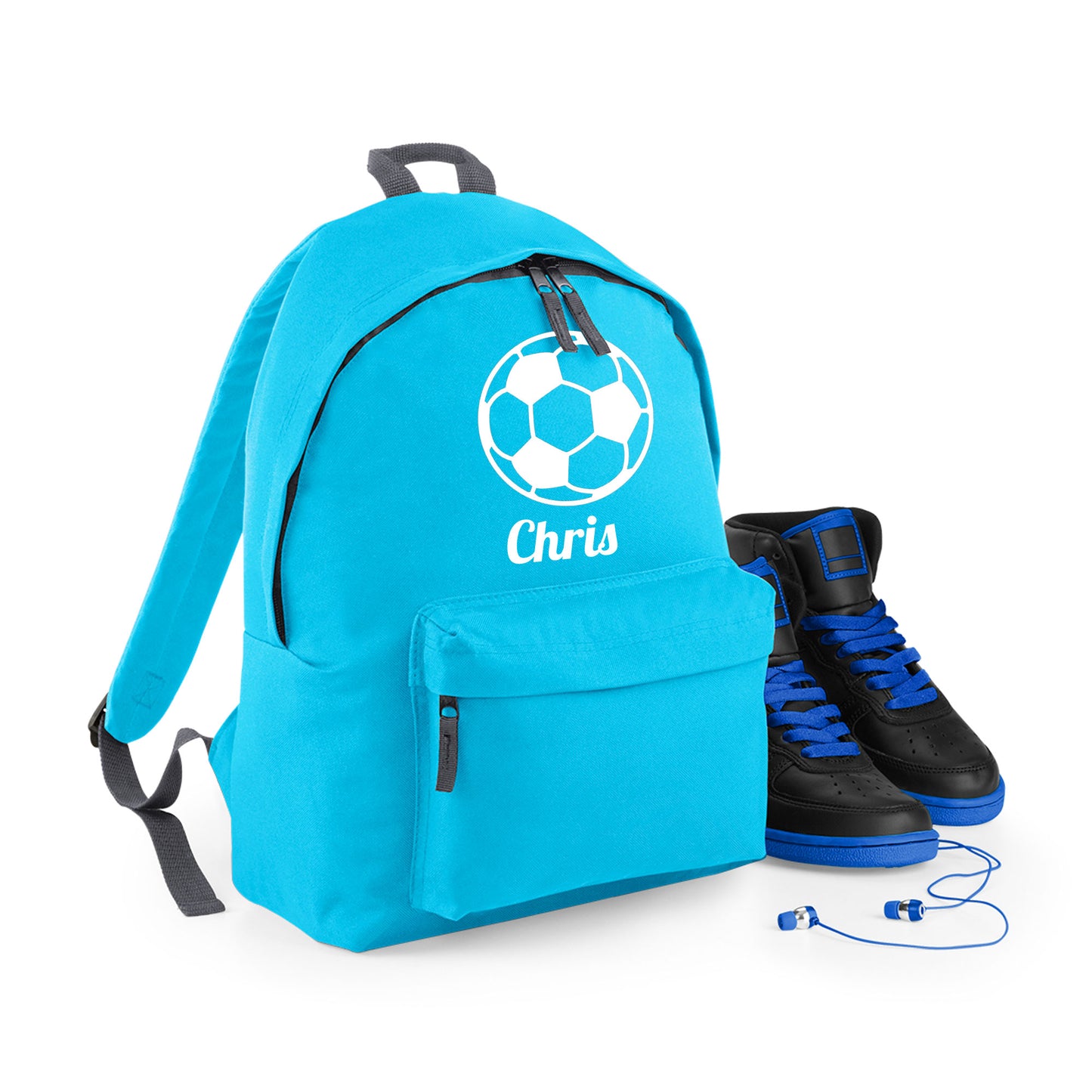 Personalised Football Ball Design Backpack, Kids Rucksack with Name