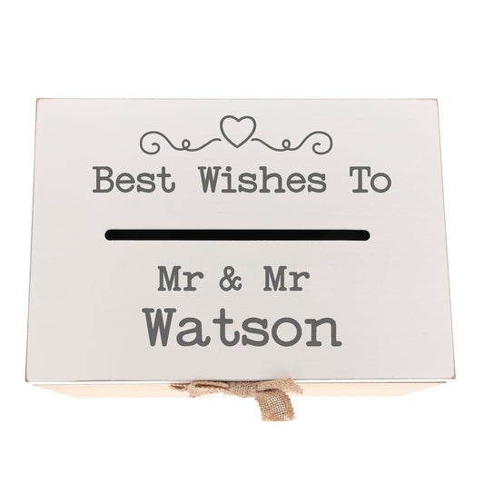 Personalised Gay Wedding Card White & Wooden Memory Box MR & MR  - Always Looking Good -   