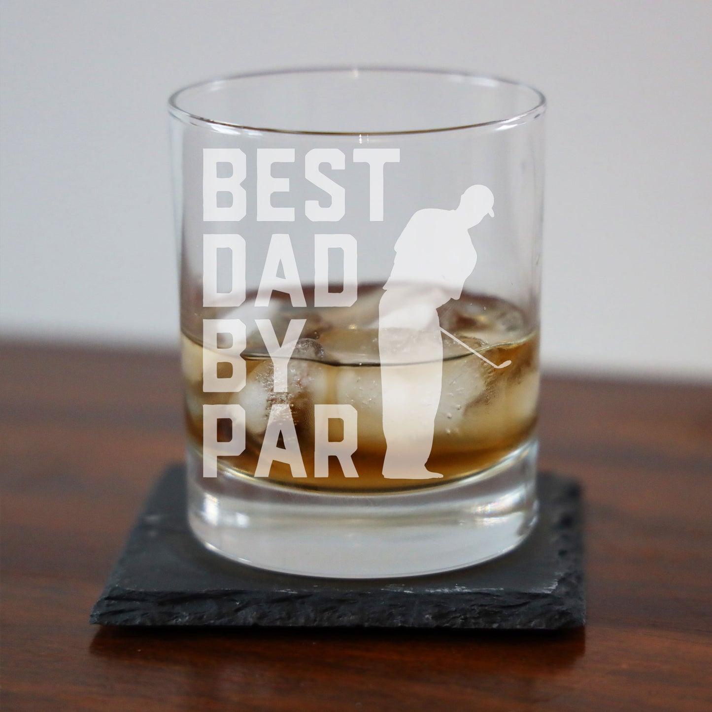 Best Dad By Par Engraved Whisky Glass and/or Coaster Set  - Always Looking Good -   