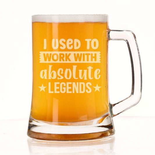 Engraved I Used to Work with Absolute Legends Beer Stein Glass & Slate Coaster