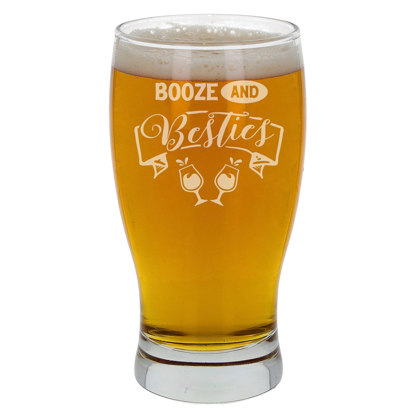 Booze and Besties Engraved Beer Pint Glass and/or Coaster Set  - Always Looking Good -   