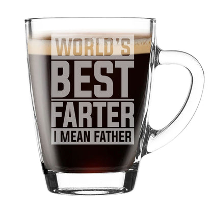 Best Farter I Mean Father Laser Engraved Glass Coffee Mug & Coaster Set for Dad